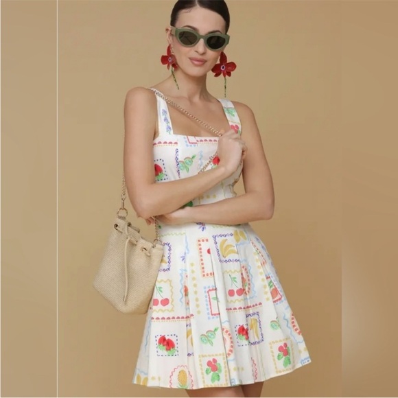 Anthropologie Dresses & Skirts - NWT Avec Les Filles Fruit Stamp Cotton Mini Sundress 6 small Anthropologie anthr